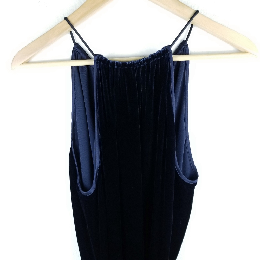 Nili Lotan Jamie Velvet Dress Tassels Navy Blue - Picture 5 of 7